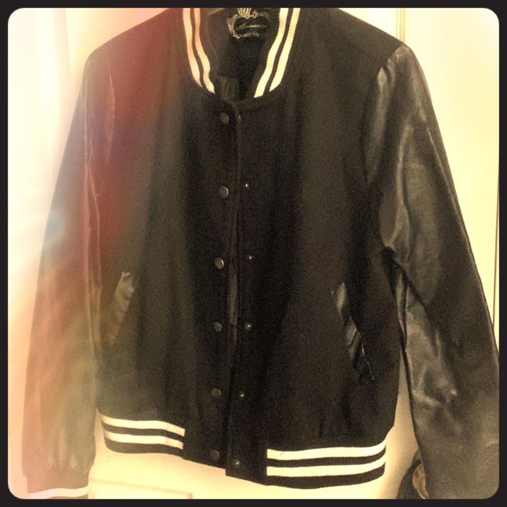Leather varsity jacket